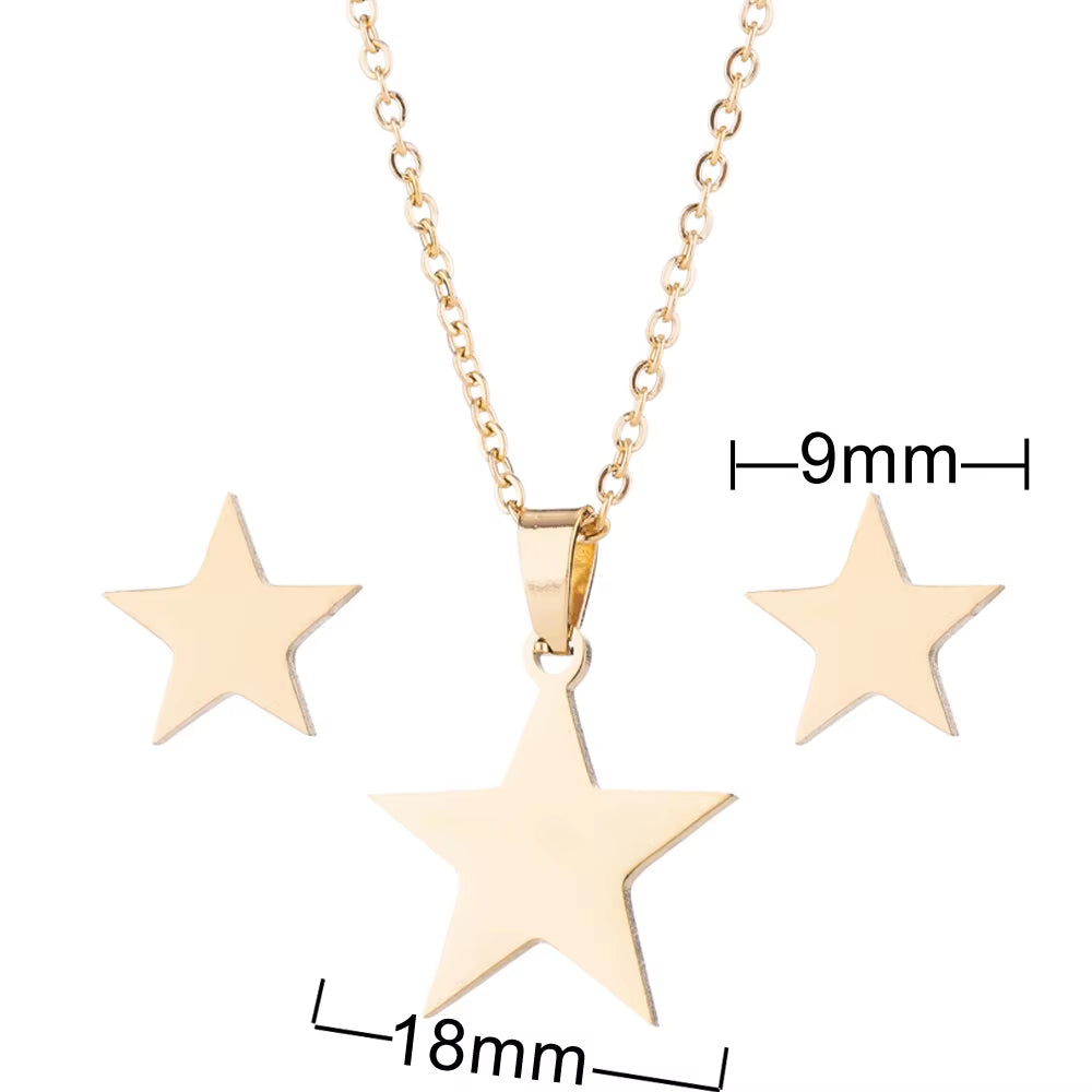 New Cute Stainless Steel Necklaces for Women Gold Color Tiara Princess Crown Cross Compass Heart Star Necklace Jewelry Gifts