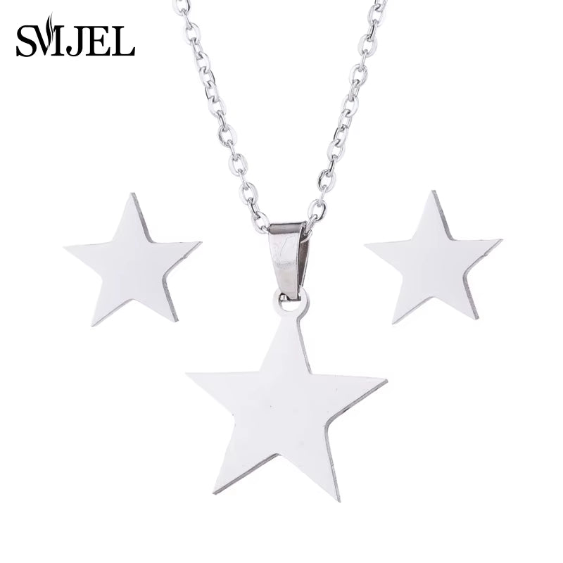 New Cute Stainless Steel Necklaces for Women Gold Color Tiara Princess Crown Cross Compass Heart Star Necklace Jewelry Gifts