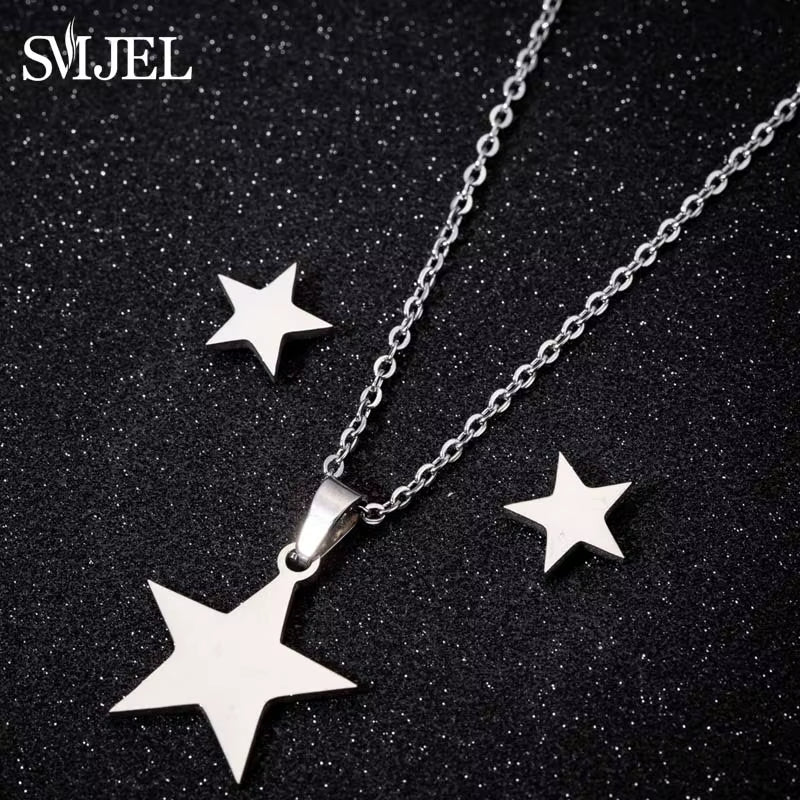 New Cute Stainless Steel Necklaces for Women Gold Color Tiara Princess Crown Cross Compass Heart Star Necklace Jewelry Gifts