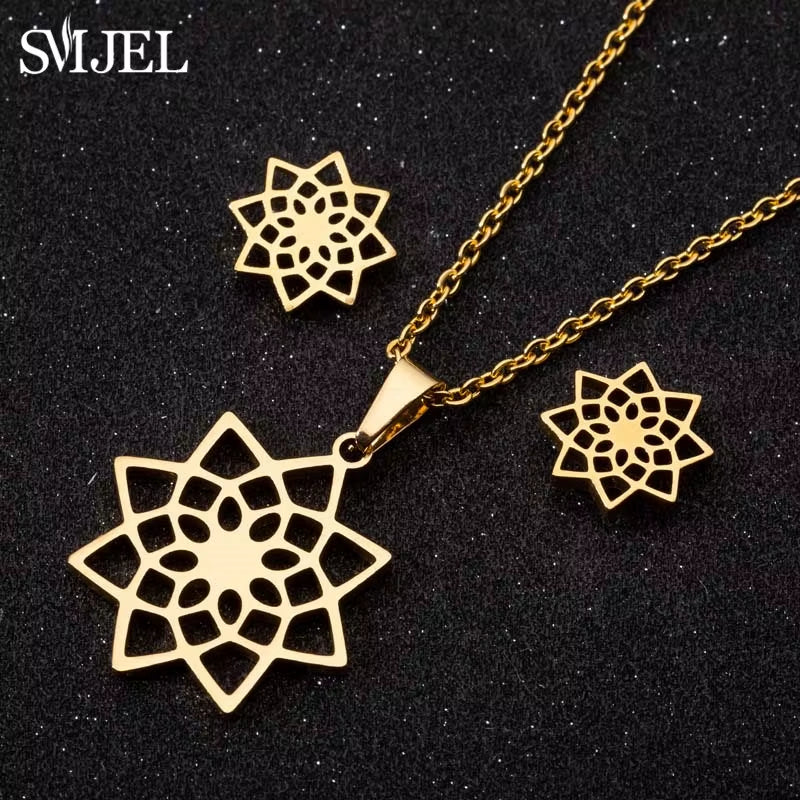 New Cute Stainless Steel Necklaces for Women Gold Color Tiara Princess Crown Cross Compass Heart Star Necklace Jewelry Gifts