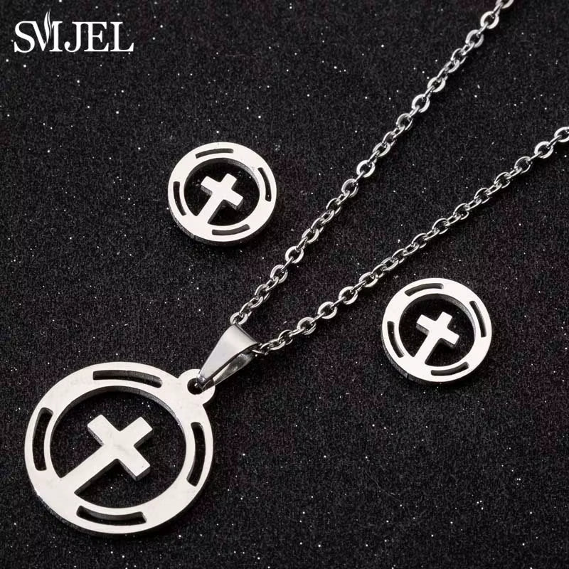 New Cute Stainless Steel Necklaces for Women Gold Color Tiara Princess Crown Cross Compass Heart Star Necklace Jewelry Gifts