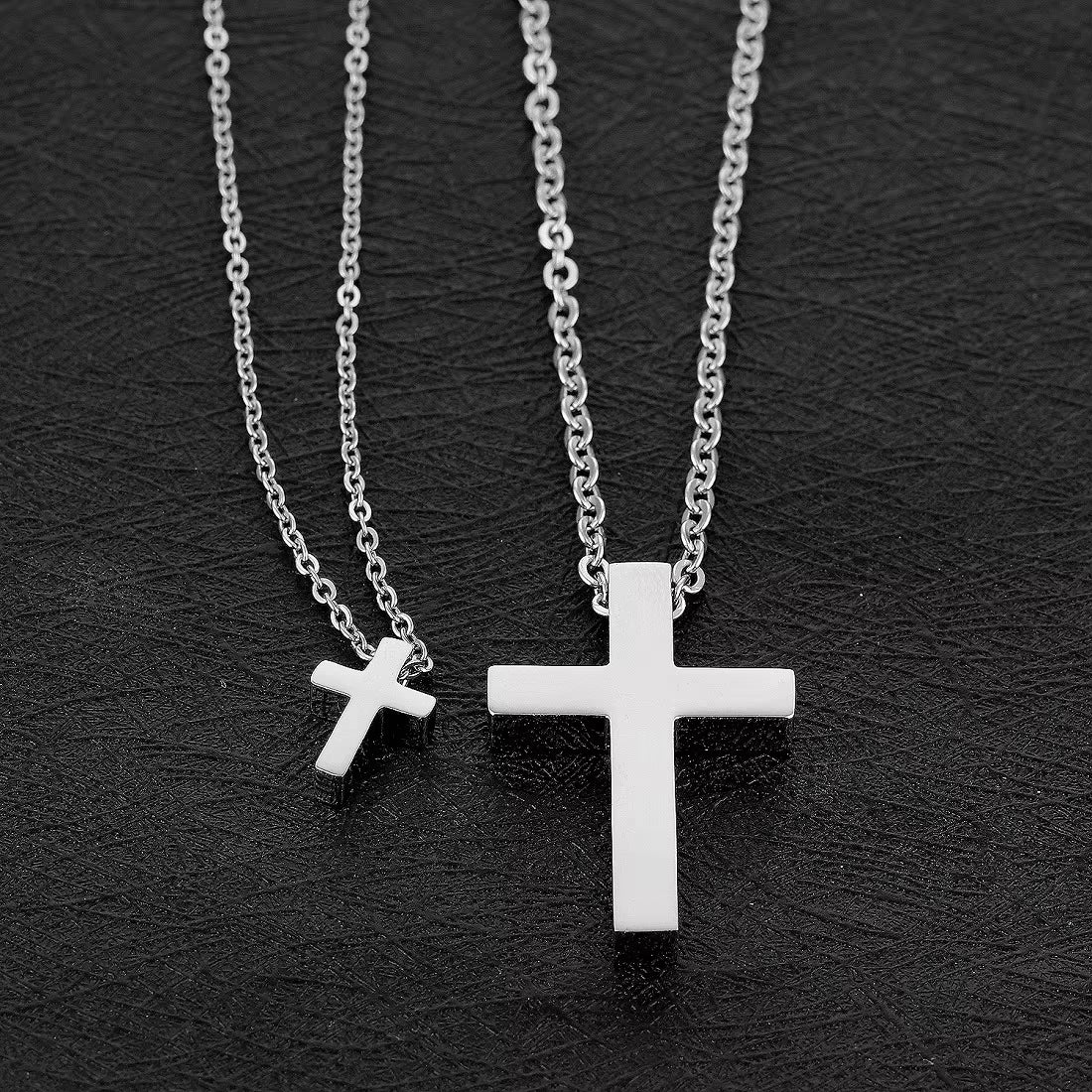Mini Small Cross Pendants Girl'S Gift Women Christian Necklaces Black Rose Gold Color Stainless Steel Chain Fashion Jewelry