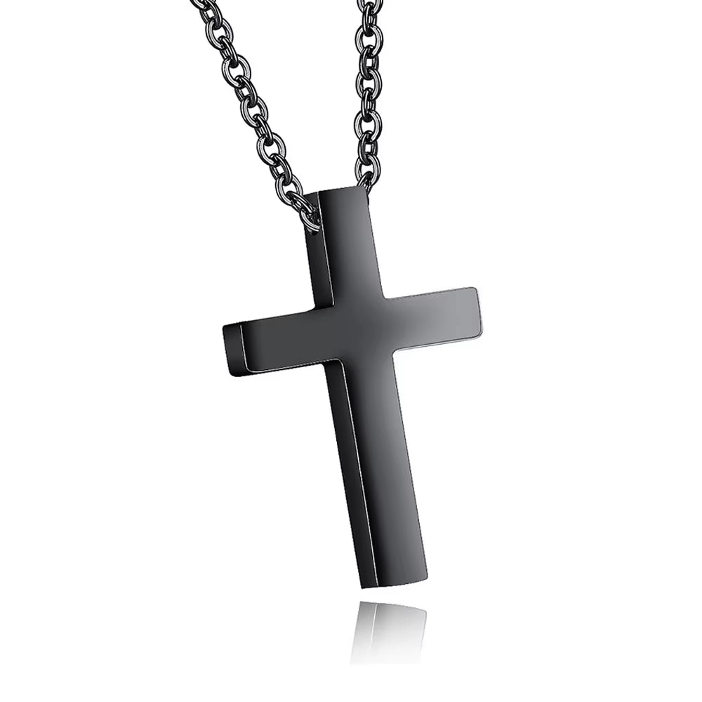 Mini Small Cross Pendants Girl'S Gift Women Christian Necklaces Black Rose Gold Color Stainless Steel Chain Fashion Jewelry