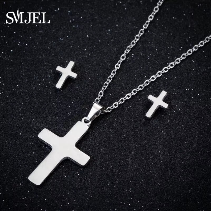 New Cute Stainless Steel Necklaces for Women Gold Color Tiara Princess Crown Cross Compass Heart Star Necklace Jewelry Gifts