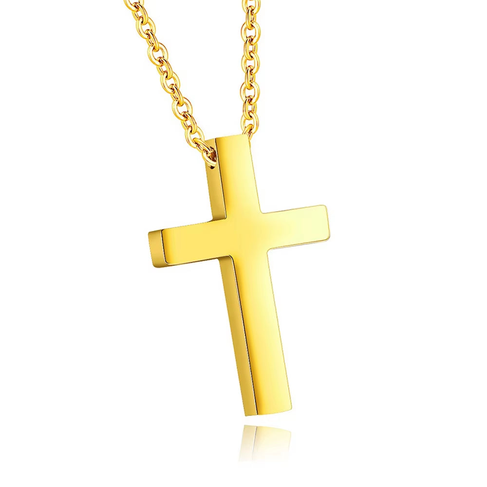 Mini Small Cross Pendants Girl'S Gift Women Christian Necklaces Black Rose Gold Color Stainless Steel Chain Fashion Jewelry